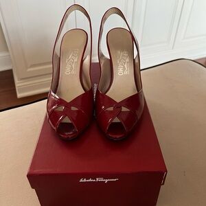 Salvatore Ferragamo Red Slingback Heels